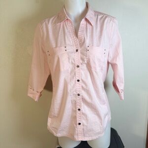 Croft and Barrow Shirt Womens Medium Pink Button Shirt Collar Blouse Work M